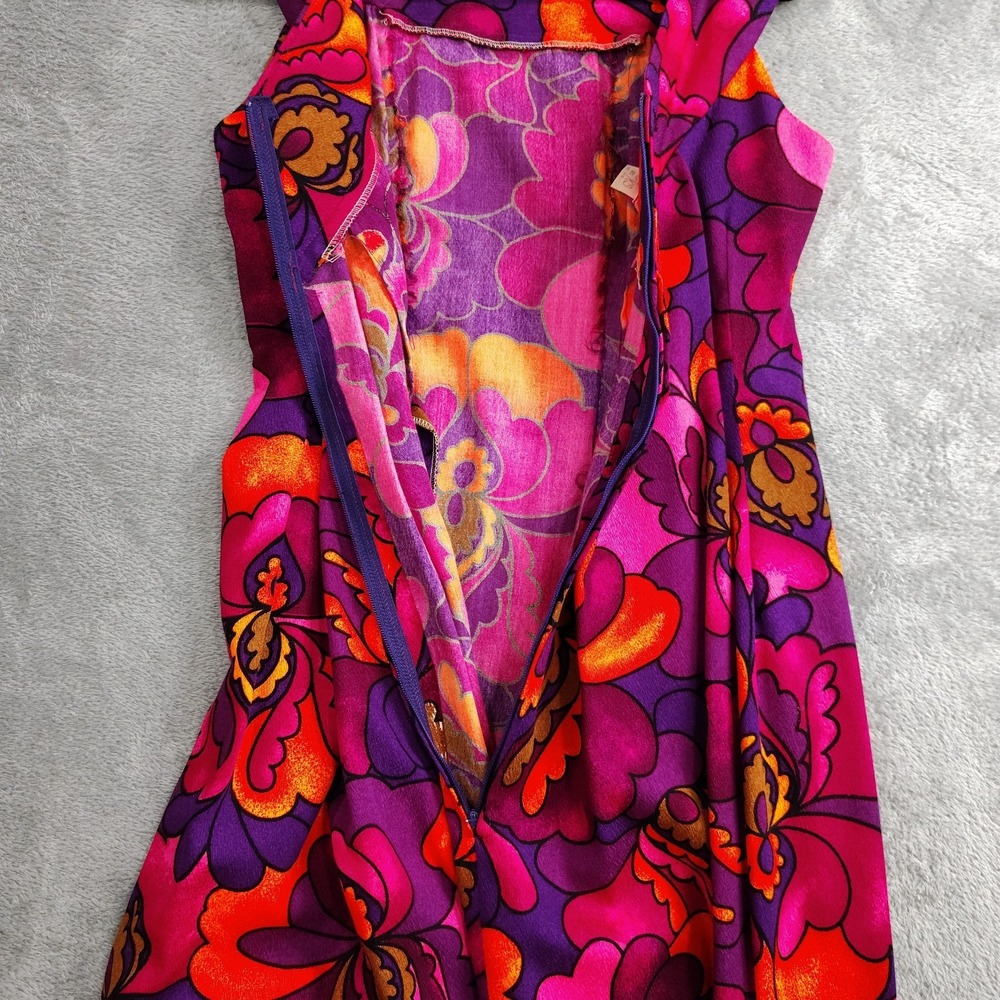 Hale Aloha Vintage Hawaiian Bark Cloth Day Glow Maxi Dress size XS-small - Picture 9 of 11